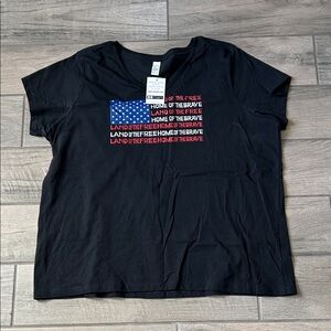 LA Pop Art Black Women's Tee with Flag Design